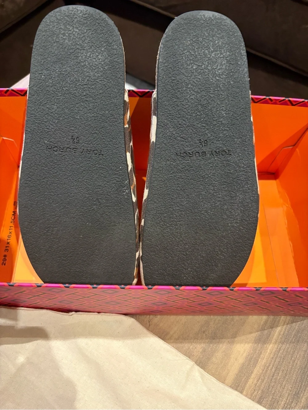 Tory Burch Tory Charm Leopard Canvas Mules Size 6.5